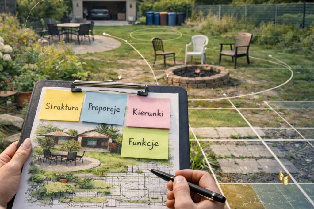 Co projektant widzi w ogrodzie w pierwszych 5 minut – analiza struktury, proporcji, kierunków i funkcji przestrzeni.