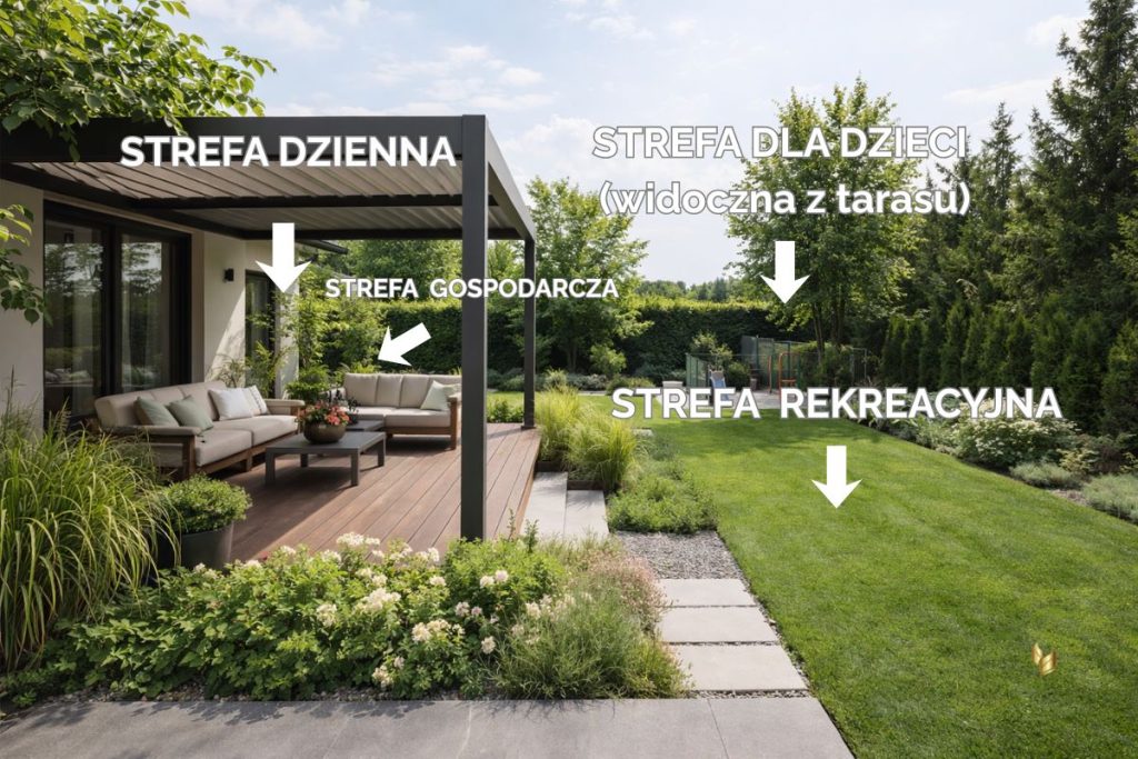 strefy funkcjonalne w ogrodzie poprawiające przyjemność korzystania z ogrodu